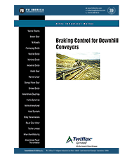 Portada del artículo Control frenado hidraulico transportadores descendientes. Vista de una cinta transportadora bajando por la ladera de una mina a cielo abirto.