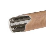 Vista del extremo en voladizo del eje con el mandril de cartón con pequeña sección y colocado.